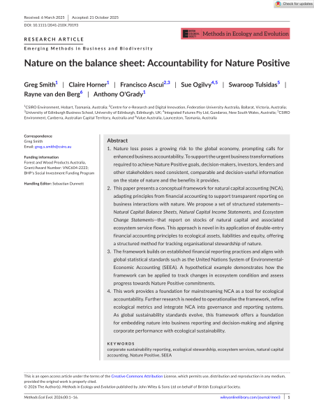 Front page of Nature on the balance sheet: Accountability for Nature Positive