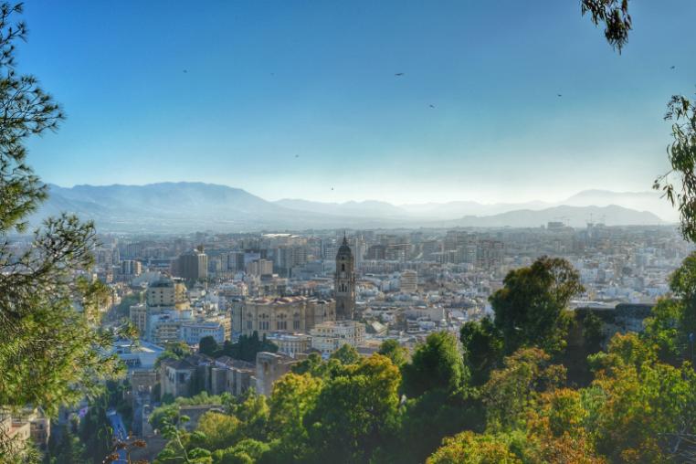 landscape view of the city of malaga in spain