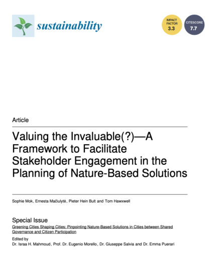 Valuing the Invaluable(?)—A Framework to Facilitate Stakeholder Engagement in the Planning of Nature-Based Solutions