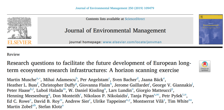 Research questions to facilitate the future development of European longterm ecosystem research infrastructures: A horizon scanning exercise