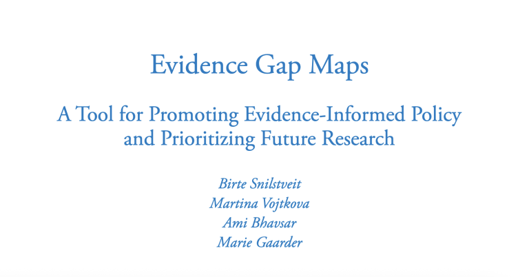 Evidence Gap Maps: A Tool for Promoting Evidence-Informed Policy and Prioritizing Future Research report cover