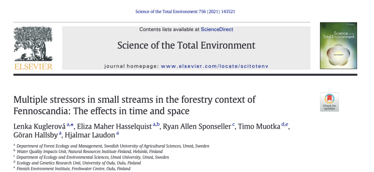 Multiple stressors in small streams in the forestry context of Fennoscandia: The effects in time and space paper cover